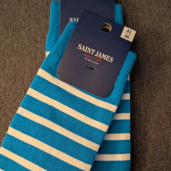 Saint James Aqua and White Casual Socks 1 Pair - Picture 1 of 2